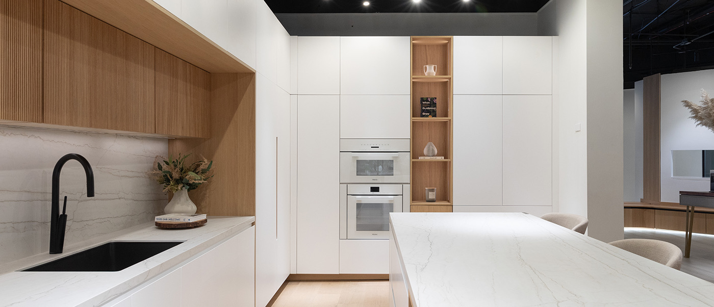 San Francisco California Showroom Tokyo Collection white cabinets